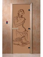 Дверь с рисунком «Искушение» (каленое матовое стекло Бронза, 8мм, 1900х700 мм)