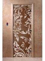 Дверь с рисунком «Венеция» (каленое прозрачное стекло Бронза, 8мм, 2000х800 мм)